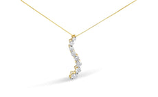 AGS Certified 14K Yellow Gold 3.0 Cttw Baguette and Brilliant Round-Cut Diamond Journey 18