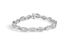 14K White Gold 2.00 Cttw Diamond Swirl and Pear Shape Link Bracelet (I-J Color, I2-I3 Clarity) - 7