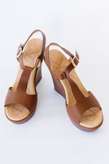 Tan Wedge Platform Sandals - Puritific