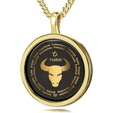 Taurus Necklaces for Lovers of the Zodiac 24k Gold Inscribed - Puritific