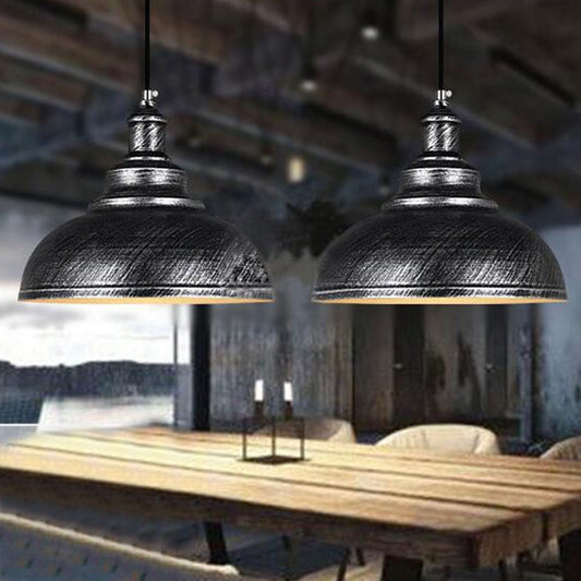 Brushed Silver Ceiling Pendant Retro Lamp Industrial Loft Chandelier~3158-0