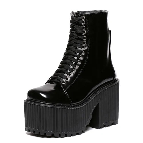 Ankle Boots Style Rubber Sole Lace Up - Puritific