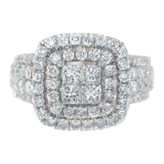 14KT White Gold Round and Princess Diamond Ring (2 1/4 cttw, H-I Color, SI1-SI2 Clarity) - Puritific