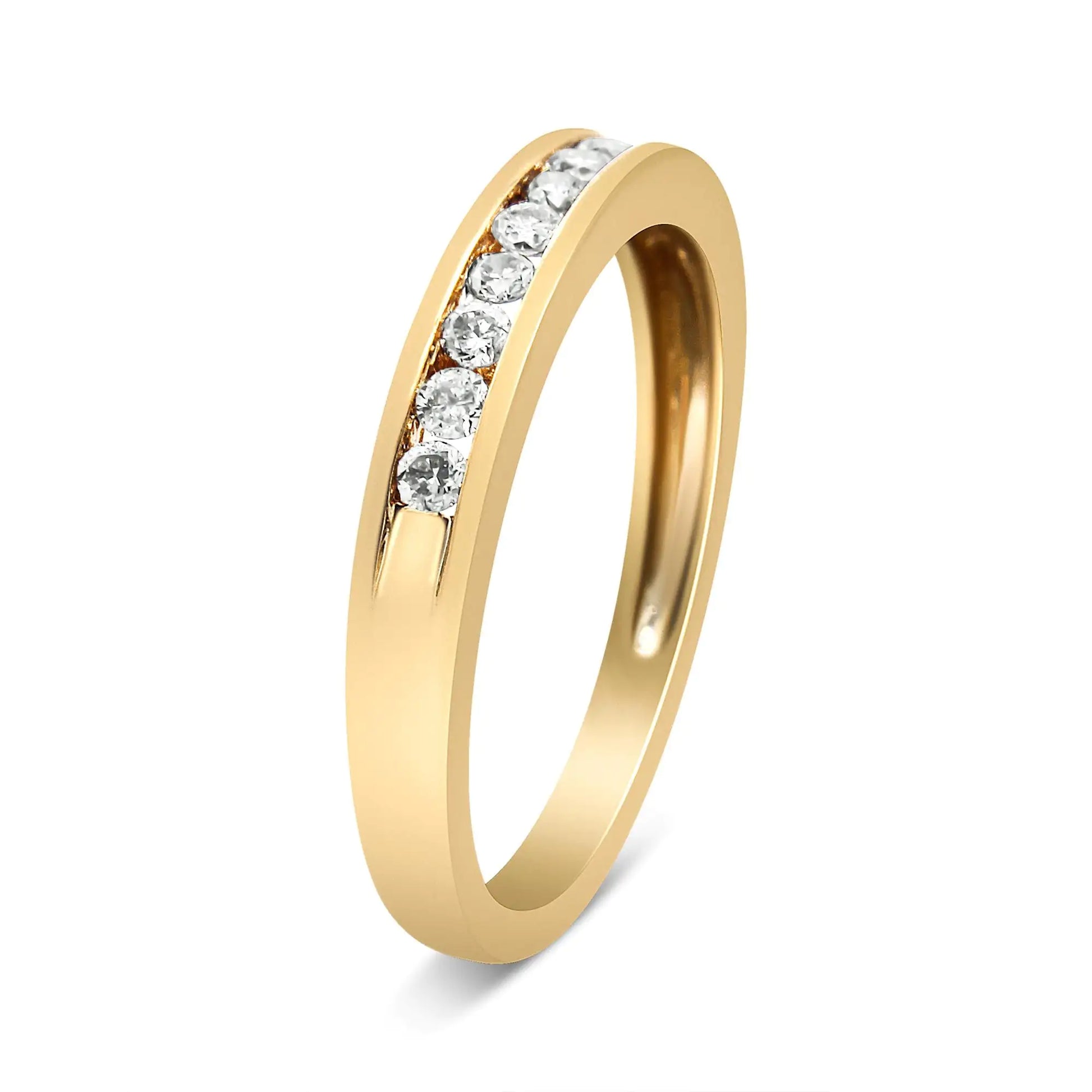 IGI Certified 1/4 Cttw Diamond 10K Yellow Gold Channel Set Band Style Ring (J-K Color, I2-I3 Clarity) - Puritific