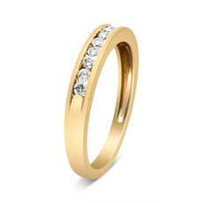 IGI Certified 1/4 Cttw Diamond 10K Yellow Gold Channel Set Band Style Ring (J-K Color, I2-I3 Clarity) - Puritific