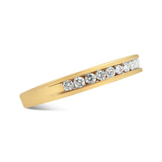 IGI Certified 1/4 Cttw Diamond 10K Yellow Gold Channel Set Band Style Ring (J-K Color, I2-I3 Clarity) - Puritific