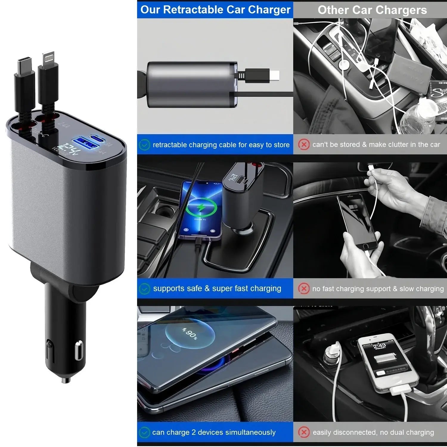 Retractable Car Charger - Puritific