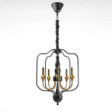 Black Gold Finish 5 Light Modern Lantern Geometric chandelier~5001-6