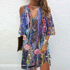 V Neck Summer Tie Dye Dresses - Puritific