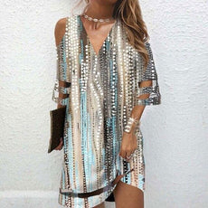 V Neck Summer Tie Dye Dresses - Puritific