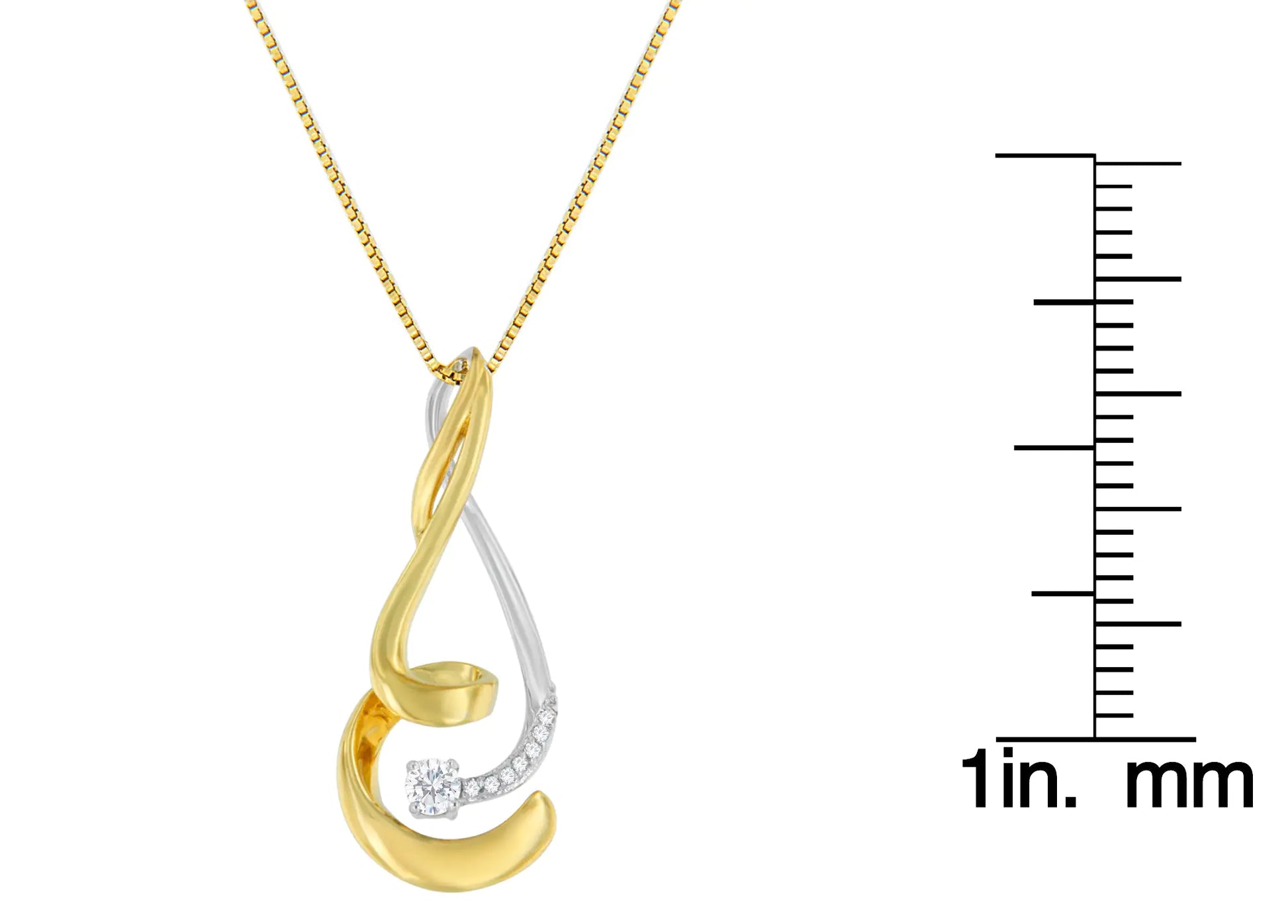 Espira 10K Two-Tone Gold 1/10 cttw Round Cut Diamond Swirl Pendant Necklace (I-J, I2-I3) - Puritific