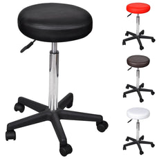 vidaXL Office Chair Swivel Rolling Stool with Wheels for Office Faux Leather-5