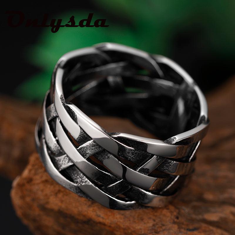 Vintage Weave Stainless Steel Rings - Puritific