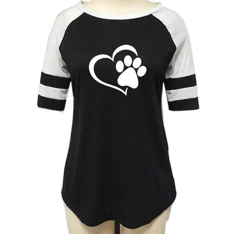 Dog Paw Print T-shirt Top for Woman - Puritific