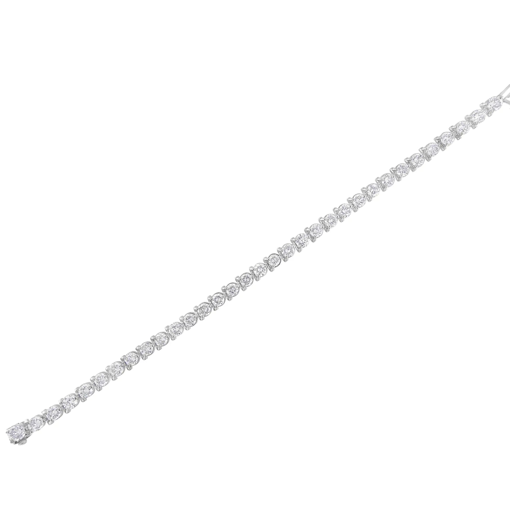 IGI Certified 10.0 Cttw Round-Brilliant Diamond 14K White Gold Martini Style 7" Tennis Bracelet (G-H Color, I1-I2 Clarity) - Puritific