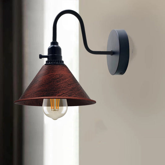 Rustic Red Colour Shade Metal Wall Light with switch Holder Brushed Effect~2523-0