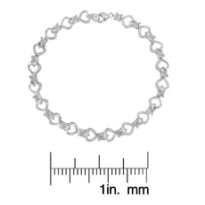 Sterling Silver Diamond Heart Link Bracelet (1/4 cttw, I-J Color, I3 Clarity) - Puritific