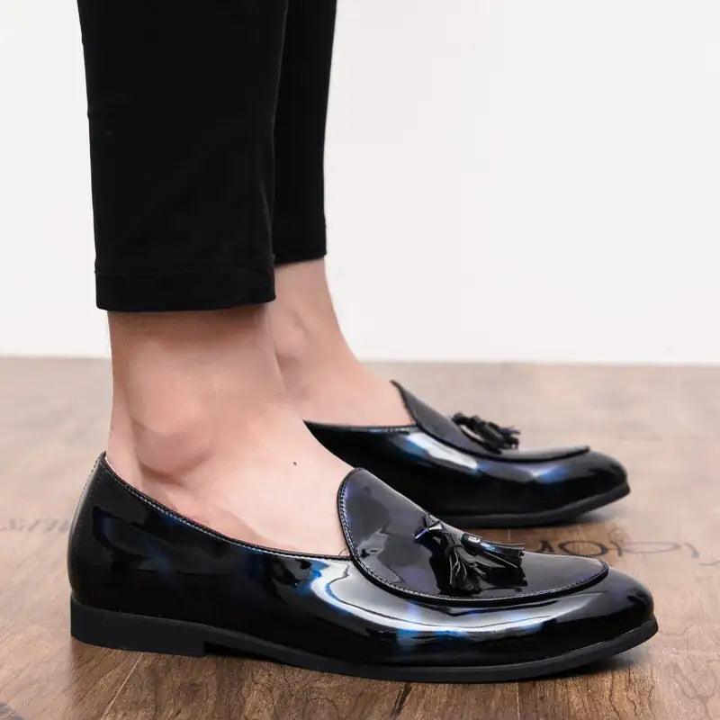 Italian Style Patent Leather Loafers for Men - Puritific