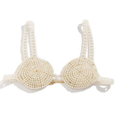 White Beaded Pearl Corset Bra - Puritific