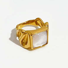 White Shell Square Ring - Puritific