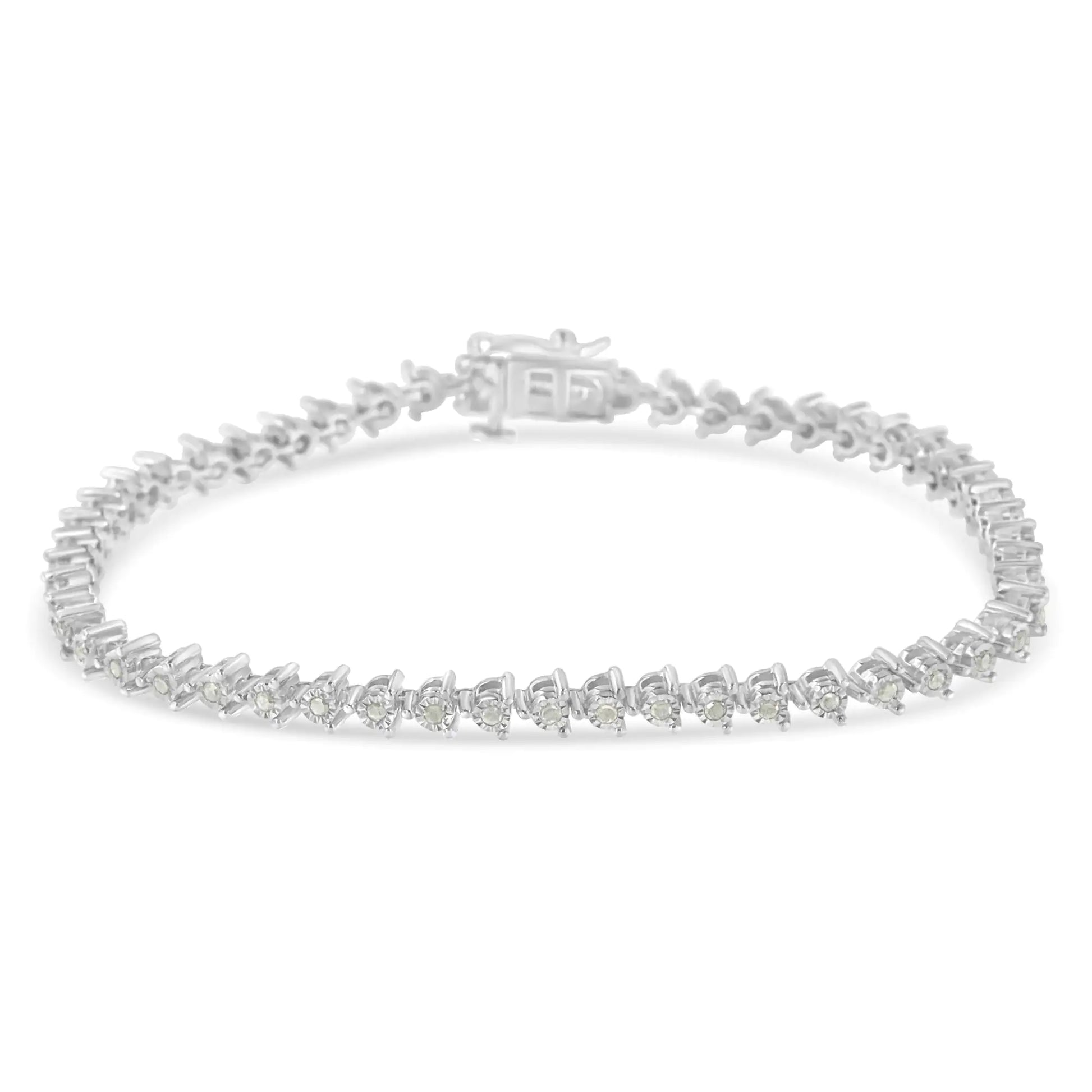 Sterling Silver Diamond Tennis Link Bracelet (0.5 cttw, I-J Color, I3 Clarity) - Puritific