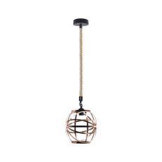 Single Ceiling Hemp Rope Hanging Pendant light with Bulb Guard wire cage light~5089-5