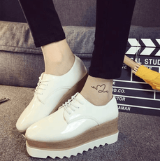 Women Lace-Up Loafers Platforms British Style - Puritific