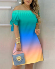 Women Off Shoulder Summer Mini Dress - Puritific