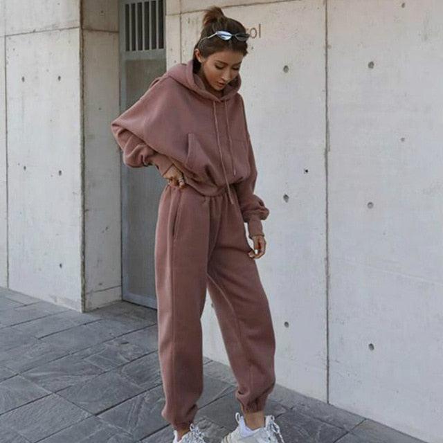 Women Warm Hoodie and Pants Set - Puritific