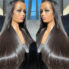 30 40 Inch Bone Straight HD Lace Frontal Wigs Pre Plucked Brazilian Transparent 13x4 Lace Front Human Hair For Women 250 Density - Puritific