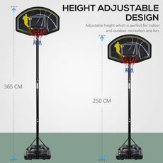 Fully Adjustable Free Standing Portable Basketball Stand Garage Net Hoop Backboard Outdoor Adult Senior Sports Fun Games w/ Wheels-3