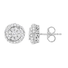 Sterling Silver 1 cttw Lab Grown Diamond Cluster Stud Earring (F-G Color, VS2-SI1 Clarity) - Puritific