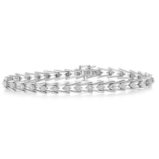 Sterling Silver Diamond Wave-Style Link Bracelet (0.5 cttw, I-J Color, I3 Clarity) - Puritific