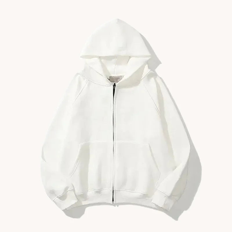 Plain Zip-Up Hoodie - Puritific