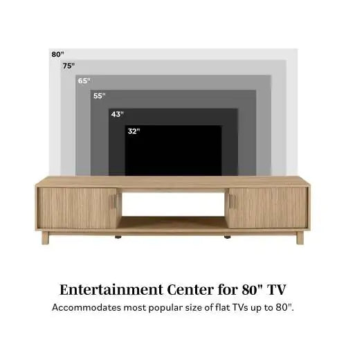 Modern Fluted-Door Minimalist TV Stand For TVs Up To 80 Inches