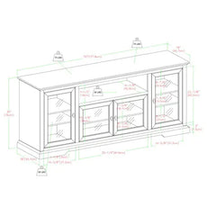 Transitional Classic TV Stand For TVs With 4 Glass Doors - Espresso