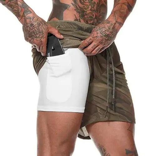 Men 2 in 1 Running Shorts Jogging Gym Fitness - Puritific