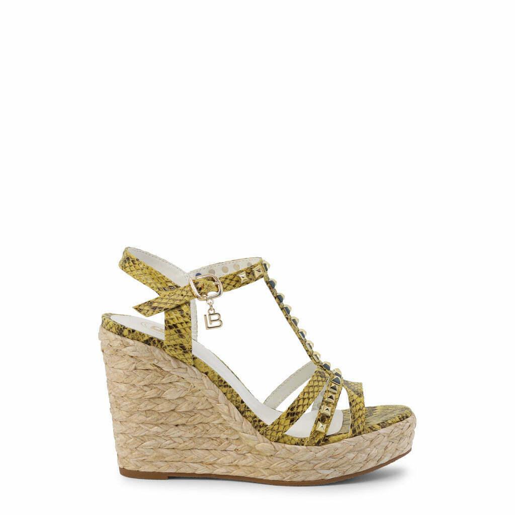 Yellow Snakeskin Wedge Sandals - Puritific