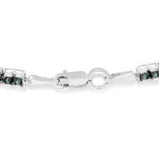 Black Rhodium over .925 Sterling Silver 1.0 Cttw Rose Cut Diamond Double-Link 7