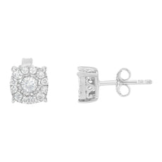 Sterling Silver Diamond Square Stud Earring (1/2 cttw, I-J Color, I2-I3 Clarity) - Puritific