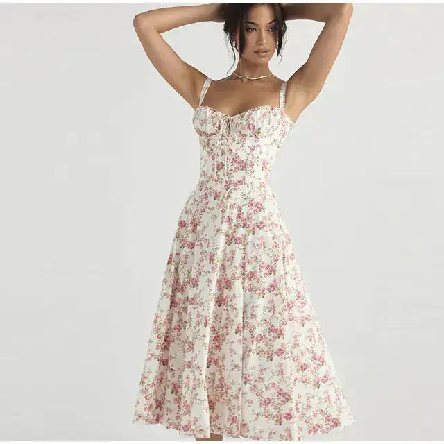 Summer Floral A-line Dress - Puritific