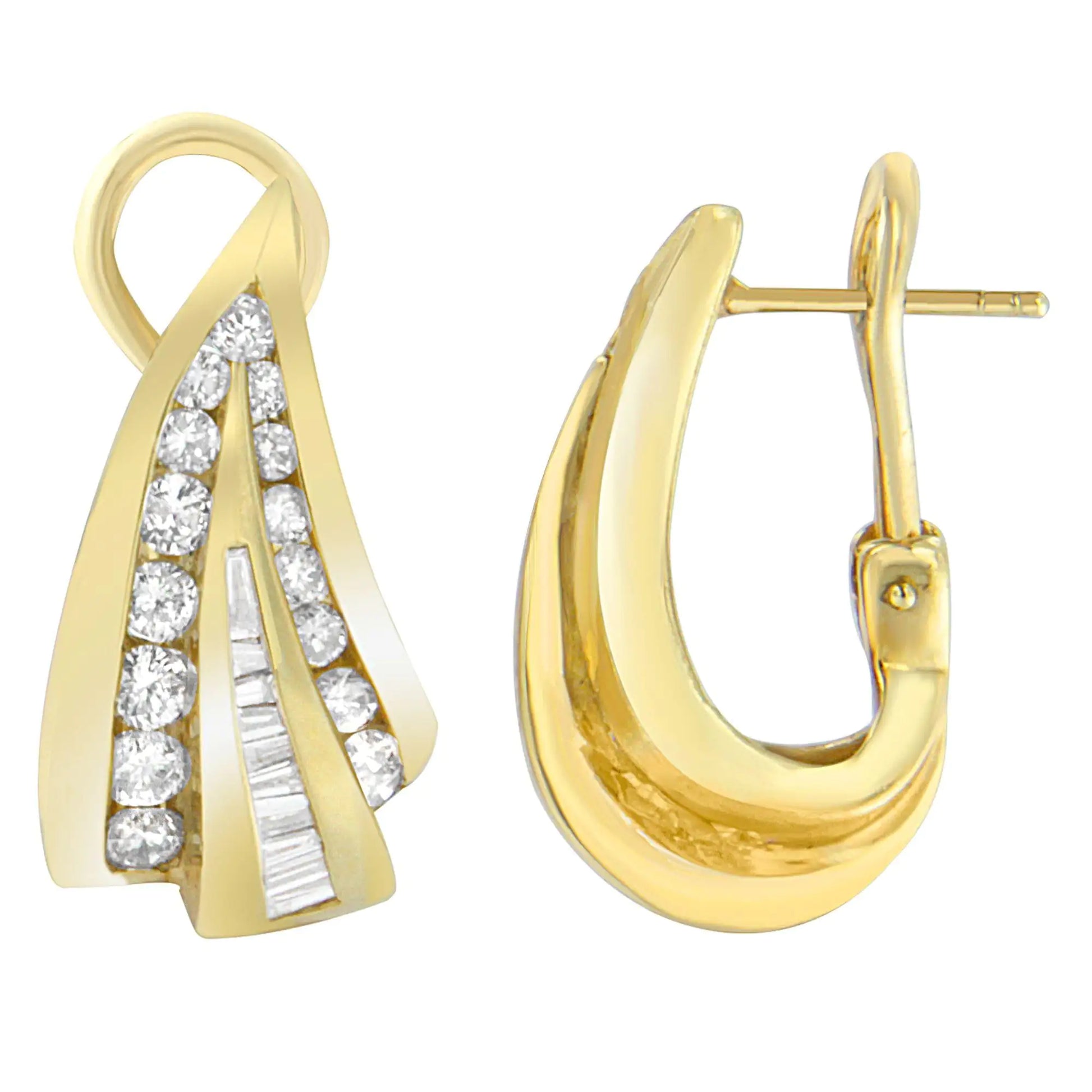 14K Yellow Gold 2 1/4 cttw Diamond Huggy Earrings (I-J, SI1-I2) - Puritific