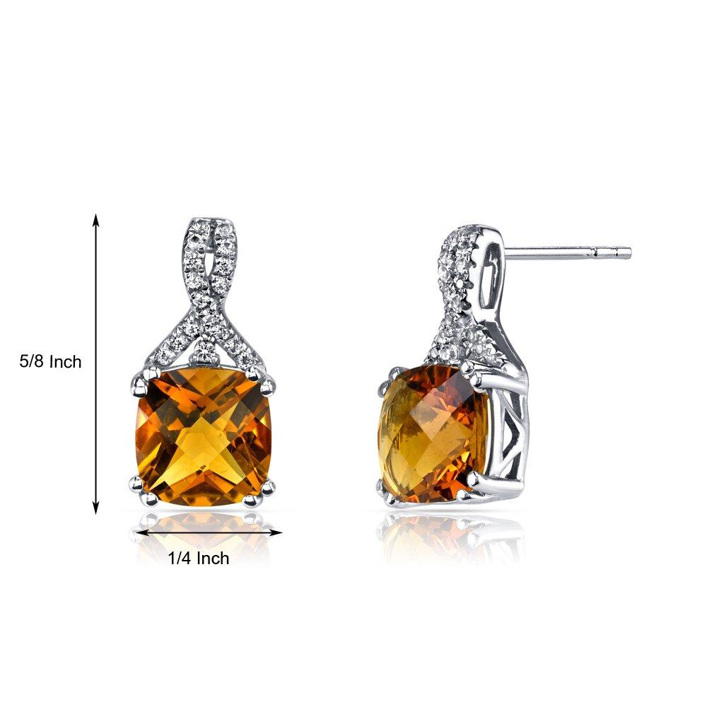 2.00 CT Cushion Cut Citrine Stud Earring in 18K White Gold Plated - Puritific