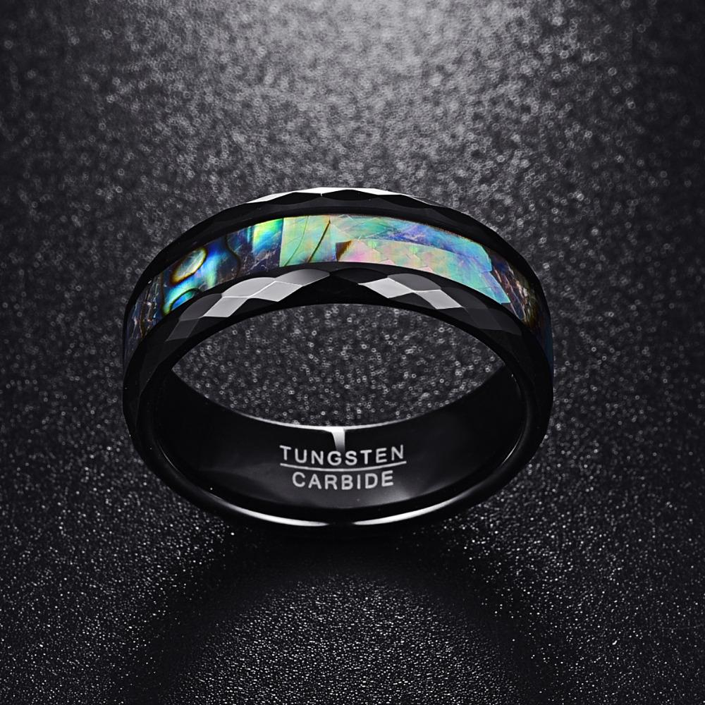 Black Polished Faceted Shell Tungsten Ring - Puritific