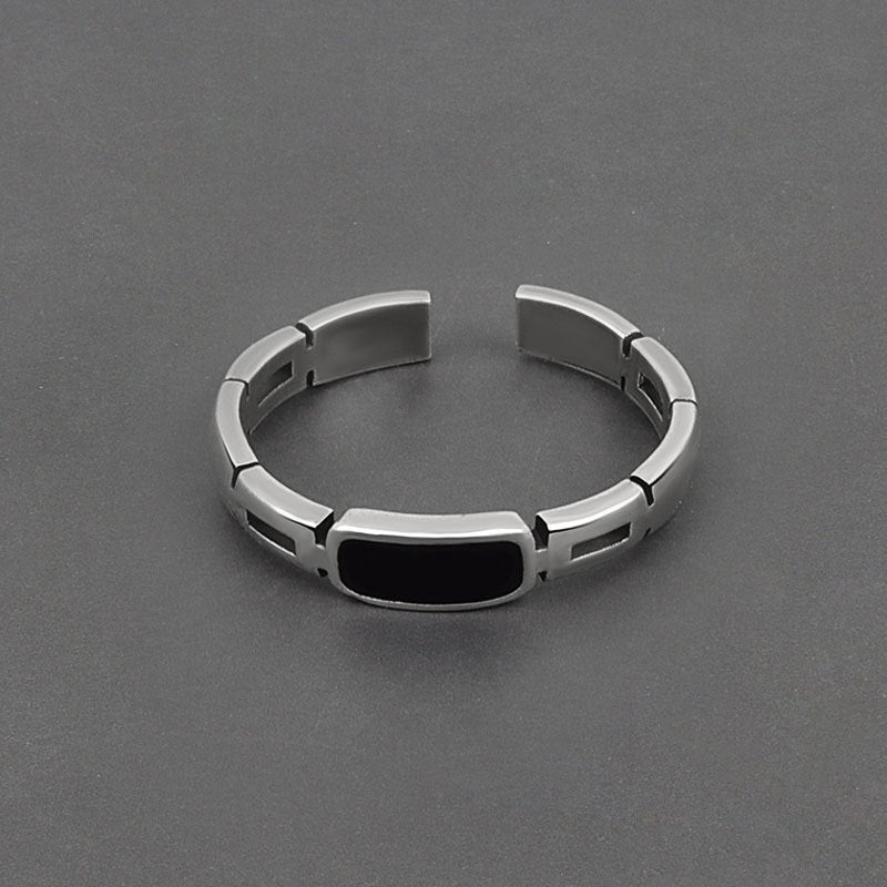 Silver Color Black Stone Ring - Puritific