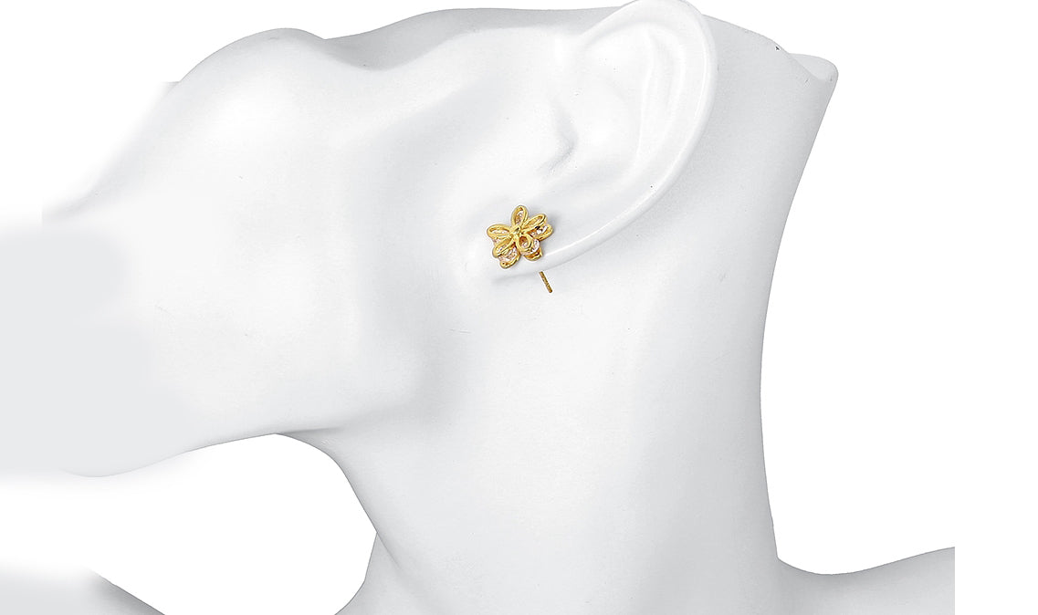 14K Gold Plated White Elements Pav'e Paisley Stud Earrings - Puritific