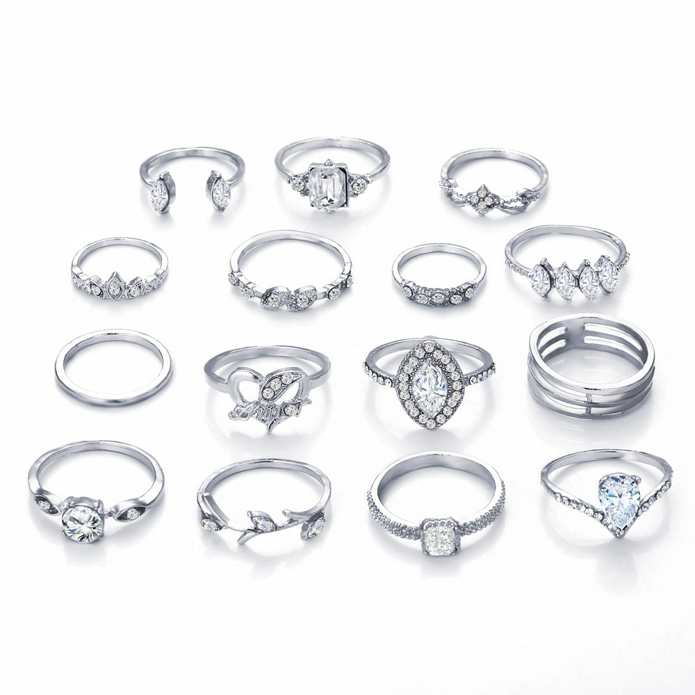 15 Piece Halo Pave Ring Set With ® Crystals - Puritific