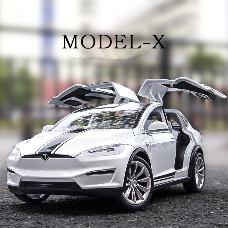 1:20 Tesla Model X Alloy Car Model Diecast Metal Toy Modified Vehicles Car Model Simulation Collection Sound Light Kids Toy Gift - Puritific