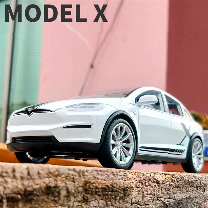 1:20 Tesla Model X Alloy Car Model Diecast Metal Toy Modified Vehicles Car Model Simulation Collection Sound Light Kids Toy Gift - Puritific