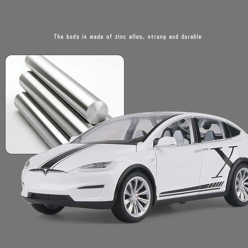 1:20 Tesla Model X Alloy Car Model Diecast Metal Toy Modified Vehicles Car Model Simulation Collection Sound Light Kids Toy Gift - Puritific